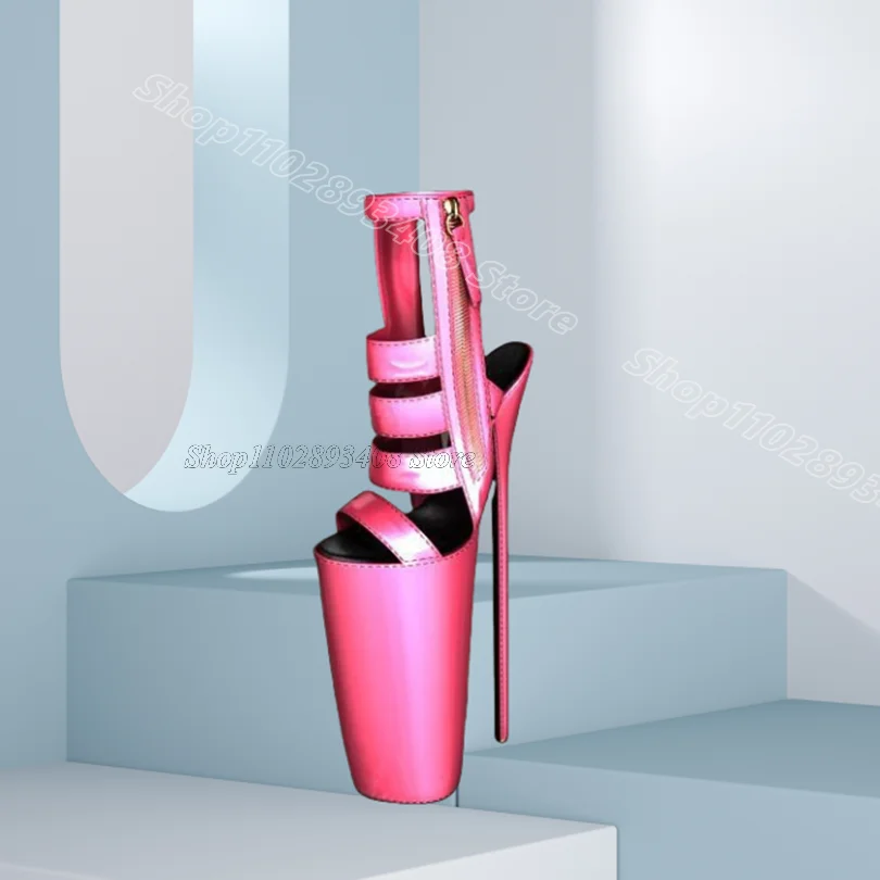 

Pink Side Zipper Sandal Boots Slingback Open Toe Stiletto British Style Fashion Women Party Sandal Boots Zapatos Para Mujere