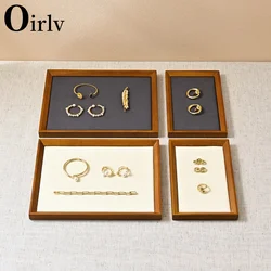 Oirlv Retro Wooden Jewelry Tray Plate Earrings Cards Ring Bracelet Bangle Necklace Rectangle Jewelry Display Stand Organizer