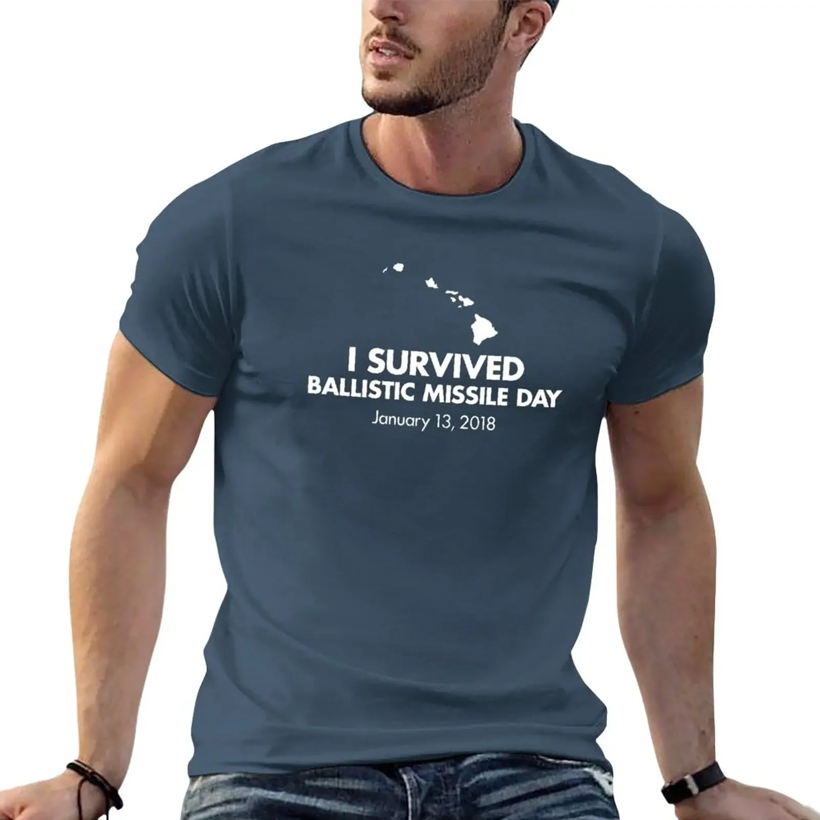 I survived Ballistic Missile Day T-Shirt tees anime mens cotton t shirts