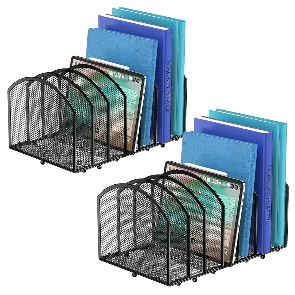 

Набор из 2-х вертикальных сетчатых органайзеров для документов на стол, 7-секционный настольный органайзер для файлов, держатель для писем, для организации офиса