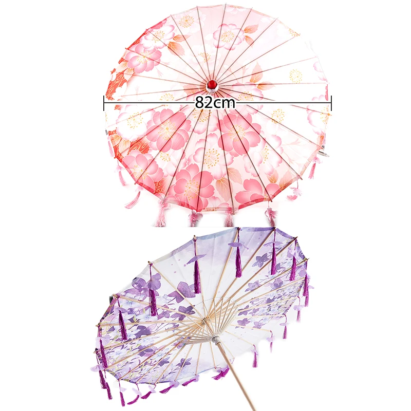 Silk Cloth Women Umbrella Cherry Blossoms Ancient Dance Umbrella Decorative Umbrella Chinese Style Oil Paper Umbrella