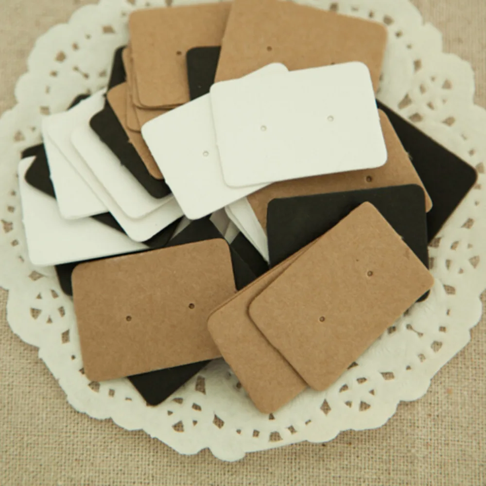 50Pcs 2.5*3.5cm Kraft Paper Ear Stud Hang Tag Jewelry Display Card Earring Kraft Paper Tag Ear Ring Paper Hang Price Tag