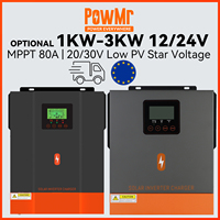 PowMr Solar Inverter Hybrid 3KW 24V 1.6KW 12V MPPT 1.5KW 1KW Off Grid 80A Pure Sine Wave Inverter 220V 230V Max PV Power 2KW 3KW