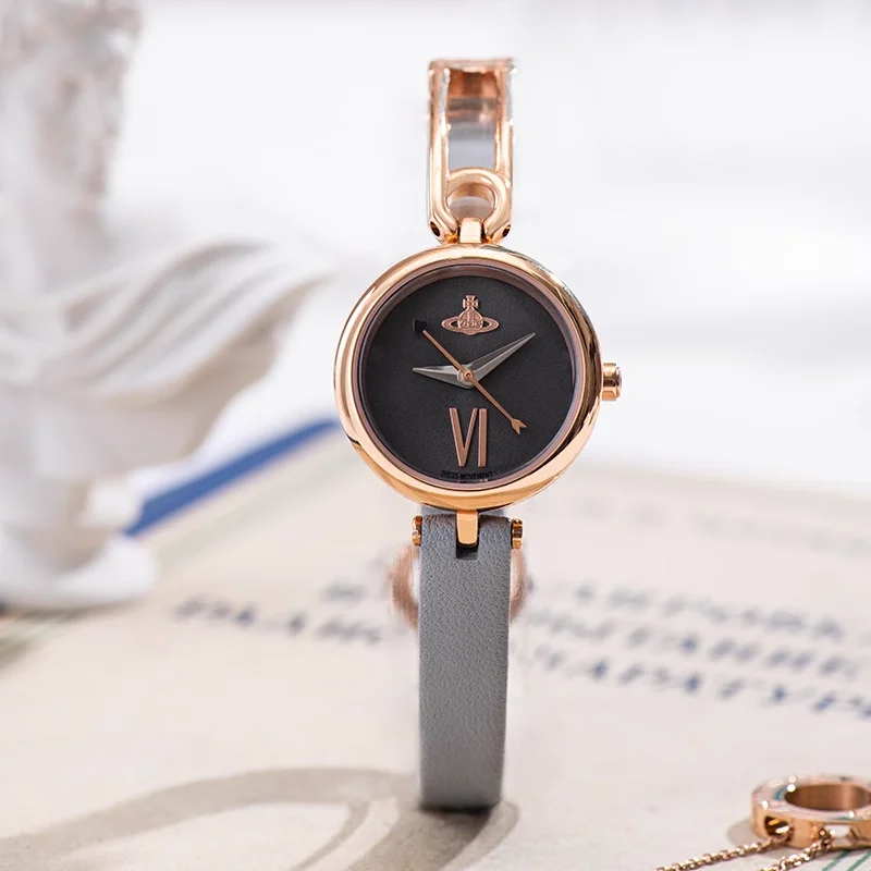 Vivienne Westwood Reloj elegante y elegante con correa de cuero gris para mujer