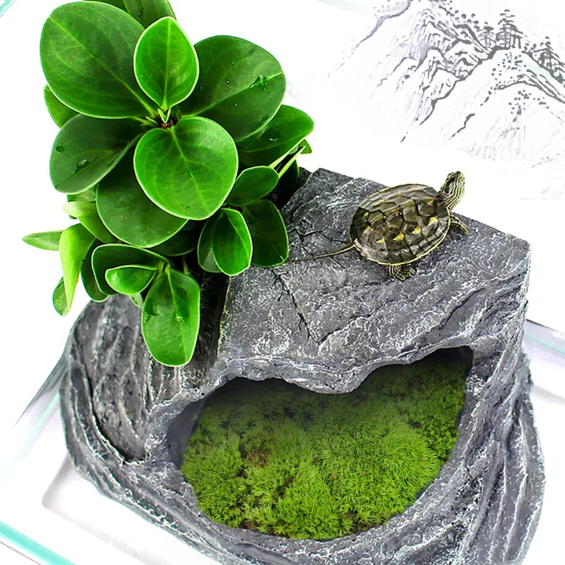 Turtle tank landscaping Turtle platform dodging cave house high water level floating island