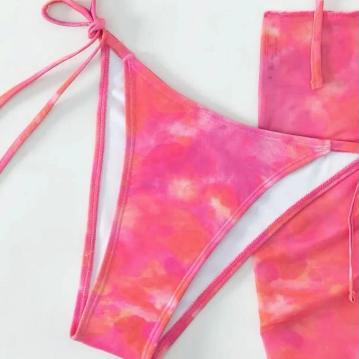 جديد مثير ثلاث قطع ملابس السباحة بيكيني الشاش الرقبة مع تنورة #5