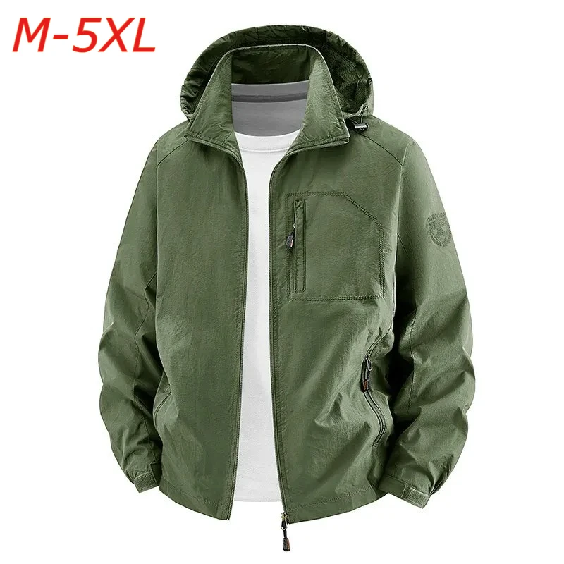 2026 New Style Spring-Autumn Men's Downproof  Coat with Multiple Pockets and Hood for Outdoor Use High-Quality Waterproof Jacket