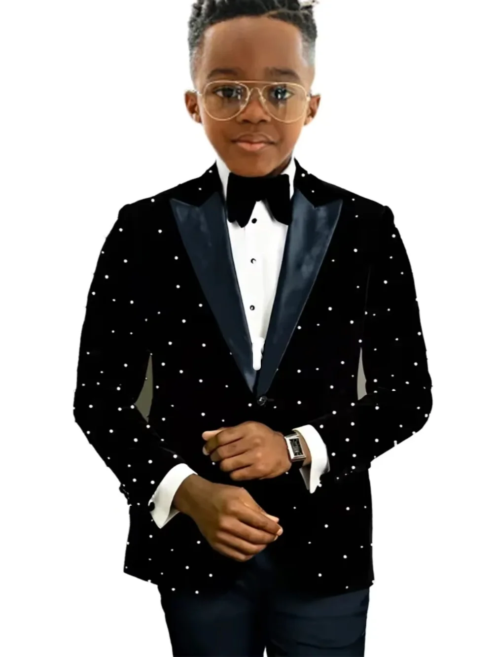 Boys Luxury Beaded Suits 2 Pieces Jacket Pants Wedding Ring Bearer Outfit Formal Handsome Kids Suit Set Host Costumes 2-20T