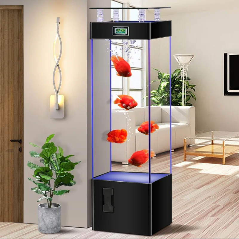 Ultra-clear glass fish tank, no water change, ecological aquarium, medium and small living room home goldfish tank
