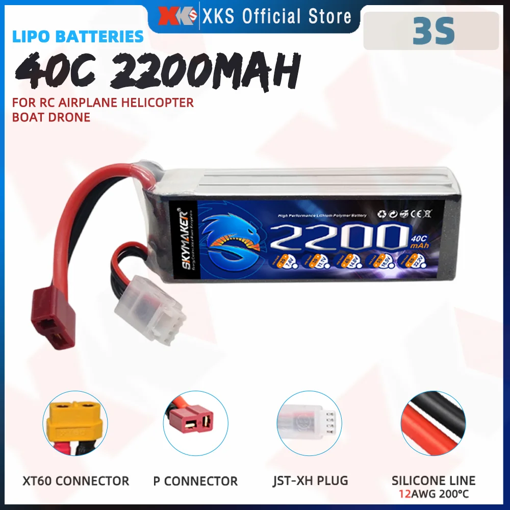 

Skymaker 11.1V 3S 2200mah Lipo Battery XT60 T Plug for Wltoys WL916 RC Boat 124008 Car Airplane Rechargeabl Lipo Battery RC Part