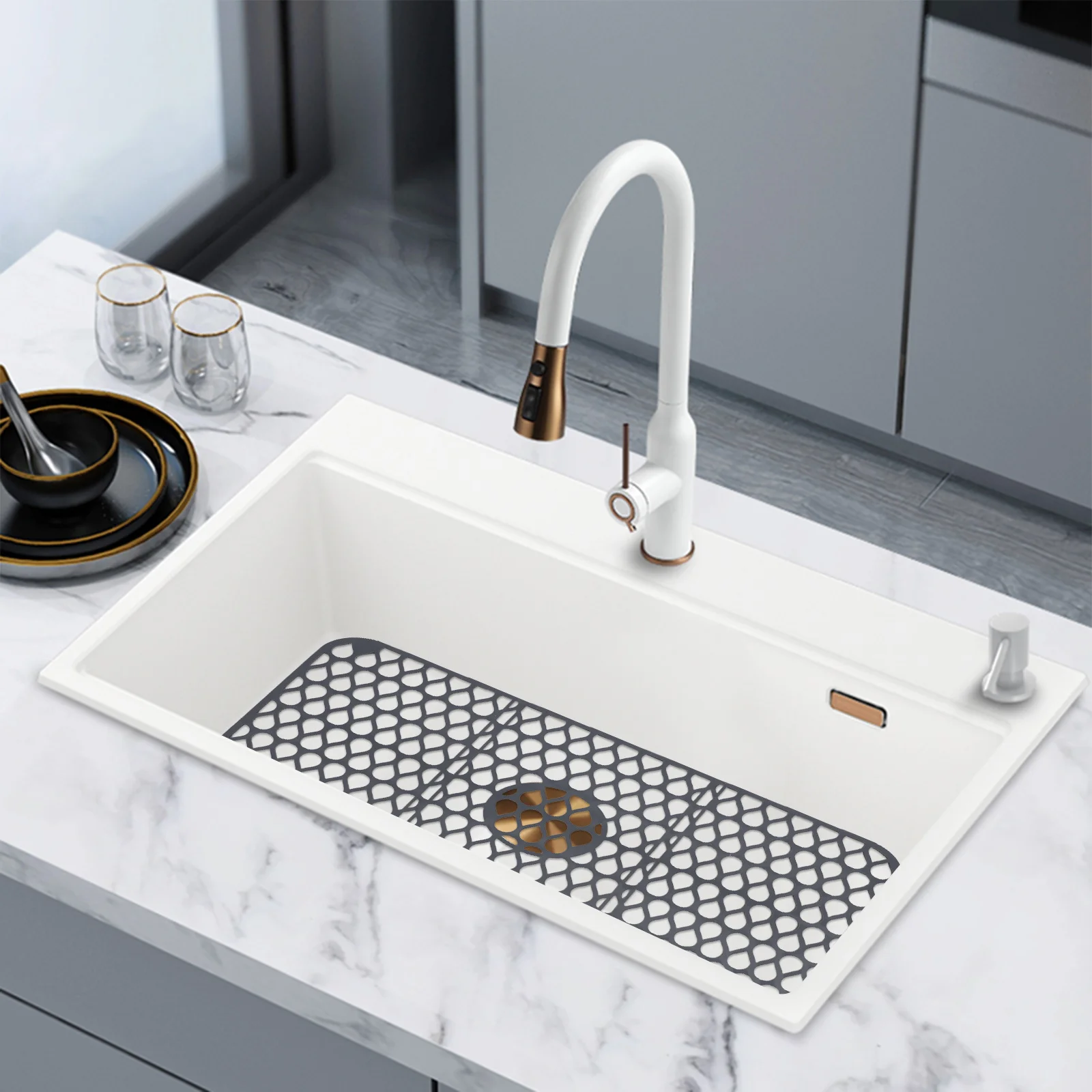 

Silicone Dish Drying Sink Protector Water Residue Free Folding Countertop Heat Resistant Kitchen Drying Space Saving Dish
