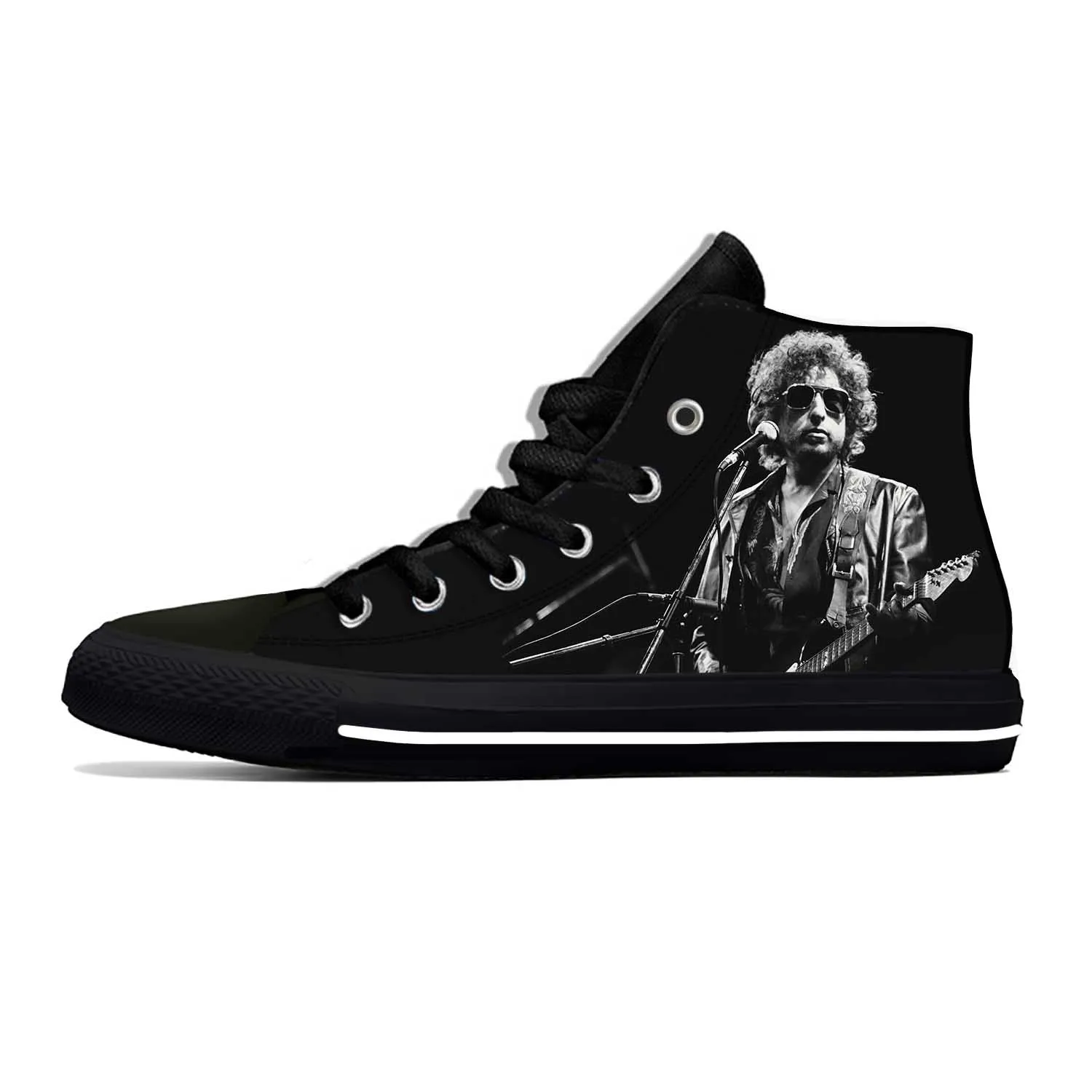 Bob Dylan Music Rock Singer Cartoon Fashion Funny Casual Cloth Shoes High Top Lightweight Breathable 3D Print Men Women Sneakers