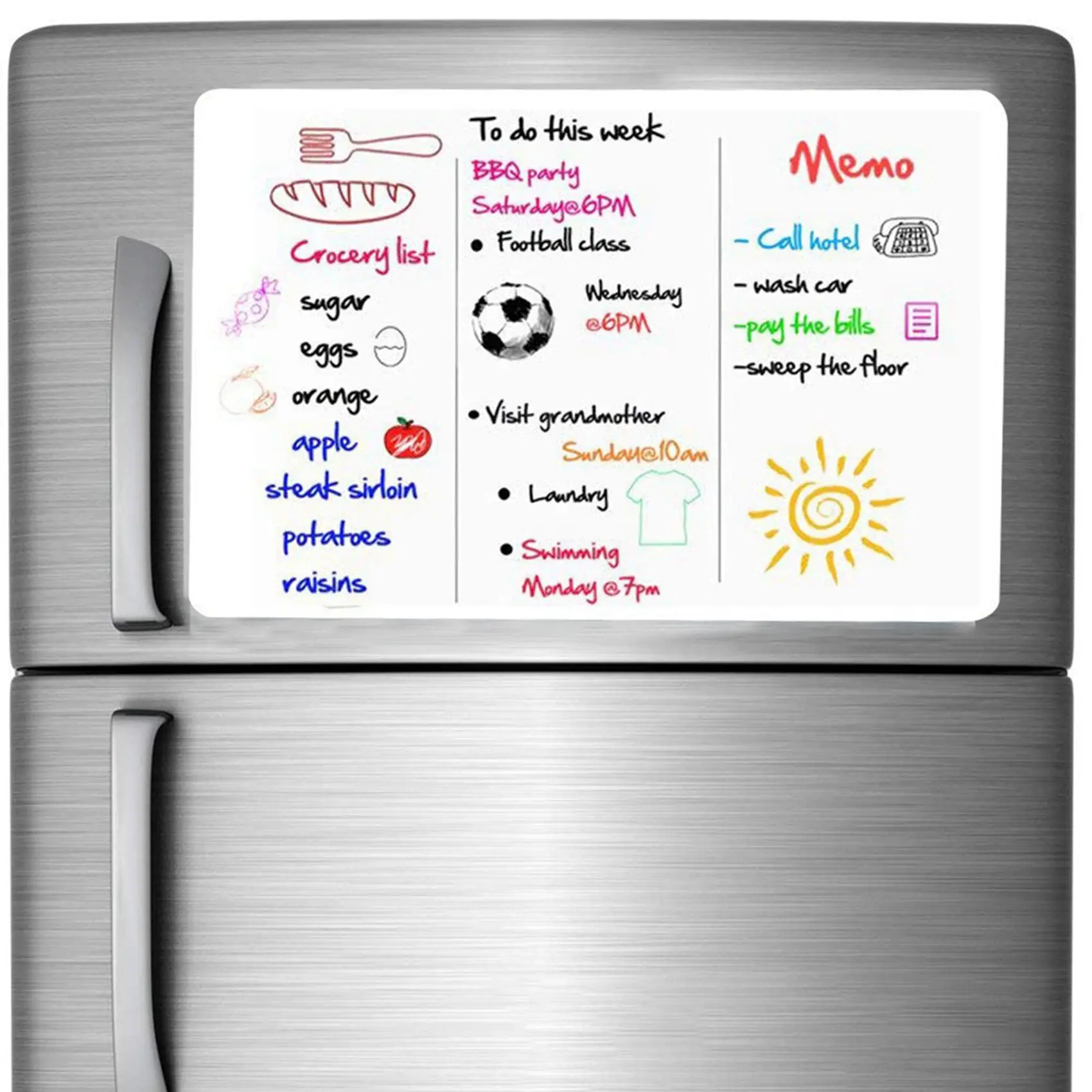 AB51 2X Magnetic Dry Erase Whiteboard Calendar For Refrigerator With 6 Pens And Large Eraser,For Notes Planning Drawing