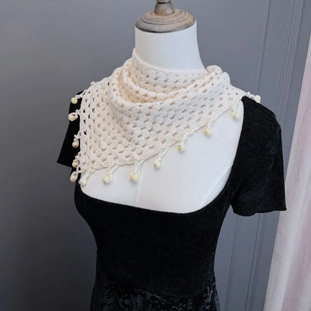 

Bohemian Tassel Knitted Triangle Scarf Exotic Countryside Style Hollow Out Lace Shawl Scarf Accessories Clothes Decoration