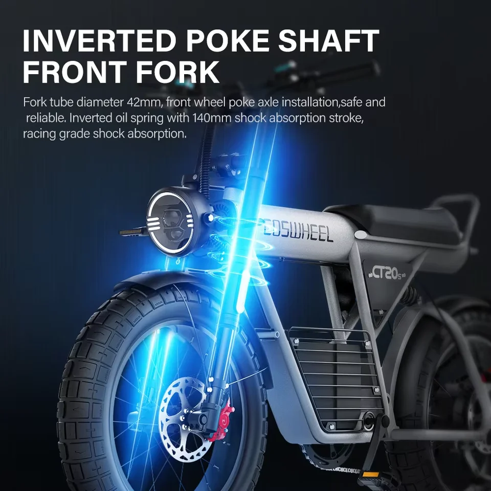 Coswheel Electric Bike CT20S 2000W Motorcycle Drift Bike Ebike 20 Inch Fat Tire Bicycle 60V 27.5AH Bikes Adult Electric Bicycle image 6