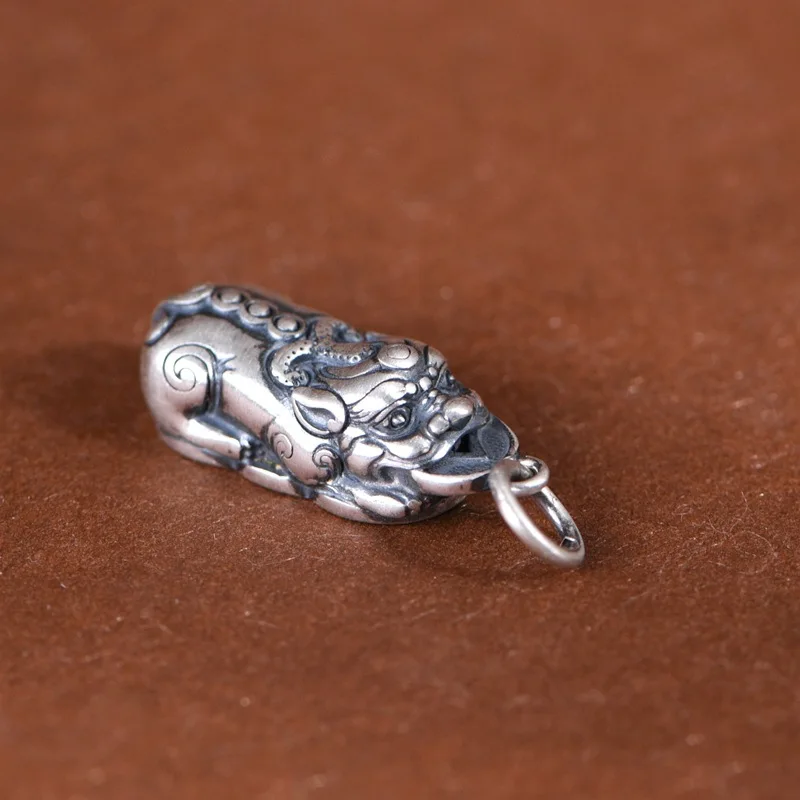 BOCAI New S999 Sterling Silver Jewelry Vintage Antique Coins Old Money Auspicious Beasts Pixiu Pendant Selected Gifts