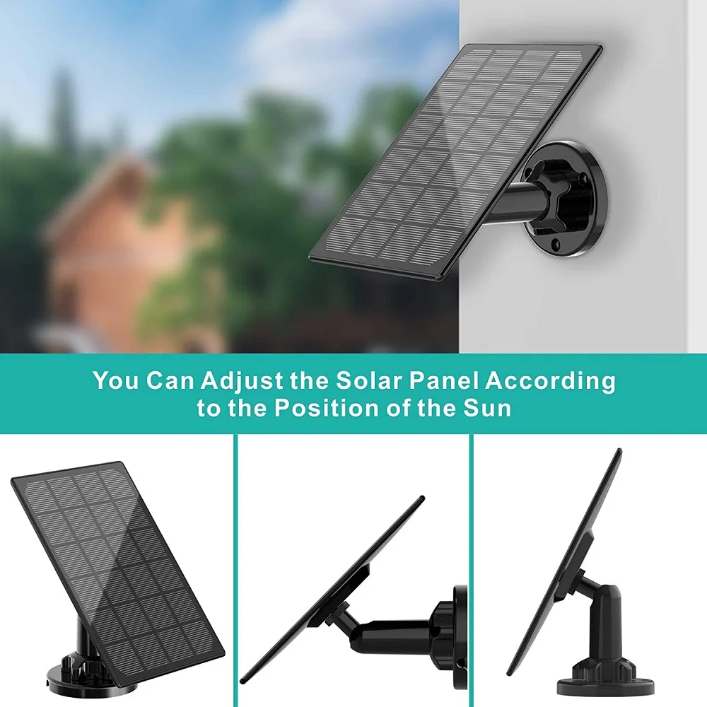 Outdoor Mini Solar Panel 5V Micro USB Port 10Ft Cable Type C 4W Solar Panel Waterproof Compatible With Pihone/eufy Cam/Wyze Cam
