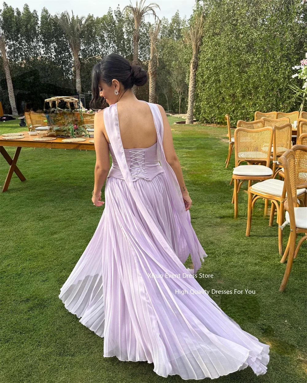 Xikuo bonito chiffon vestidos de noite querida vestidos formais longos vestidos plissados 2025 mulher festa de luxo casamento personalizado