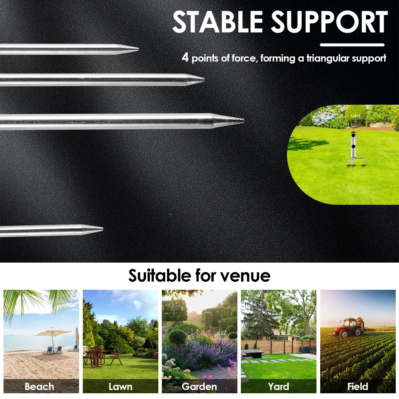 Metals Beach Umbrella Sand Anchor Heavy Duty Umbrella Base Durable Sun Umbrella Stand for Outdoor Garden Camping Umbrella Holder image 6