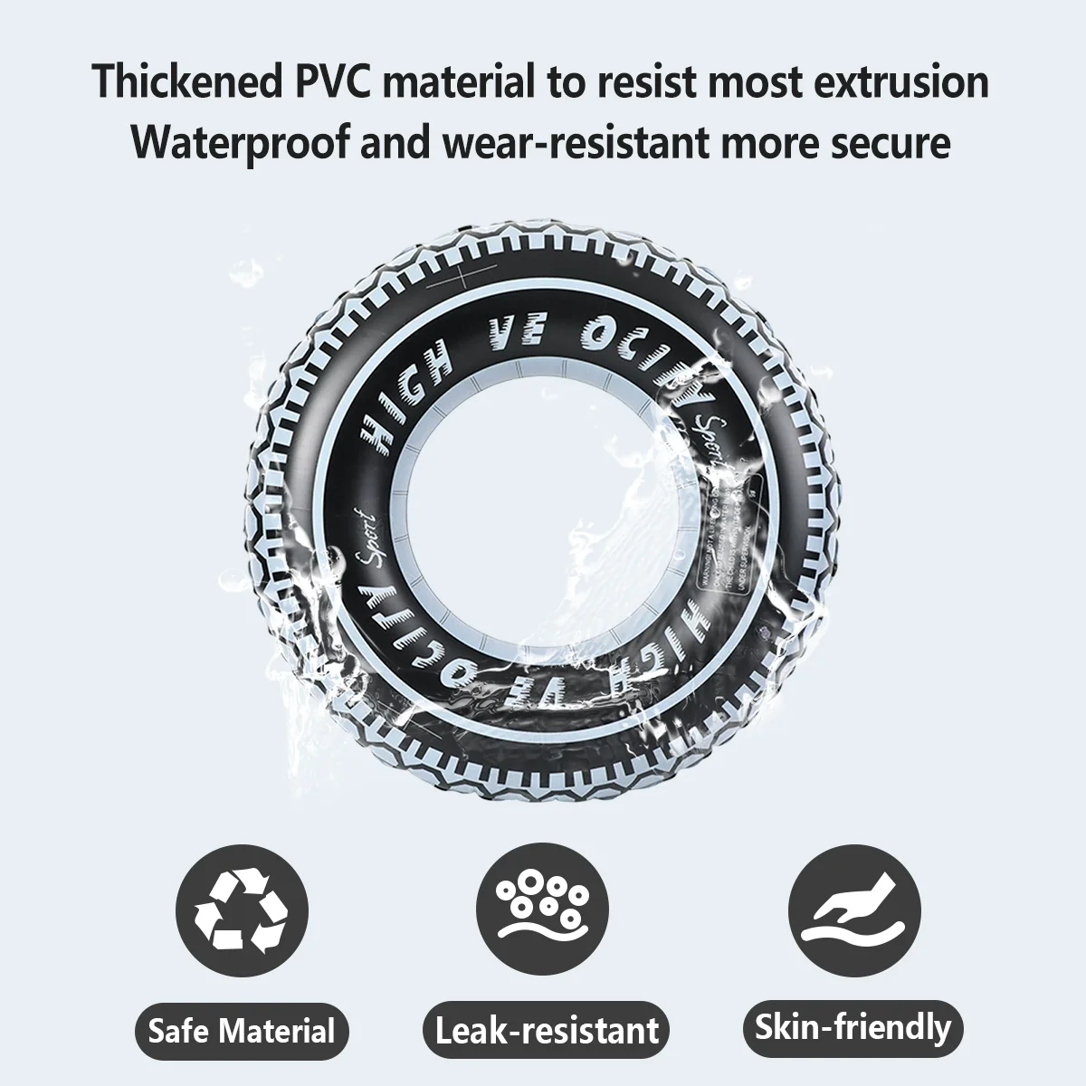검은색 타이어 풍선 수영 반지 - 다양한 크기의 두꺼운 PVC 인쇄 수영장 플로트, 재미를 위한 물놀이 장난감