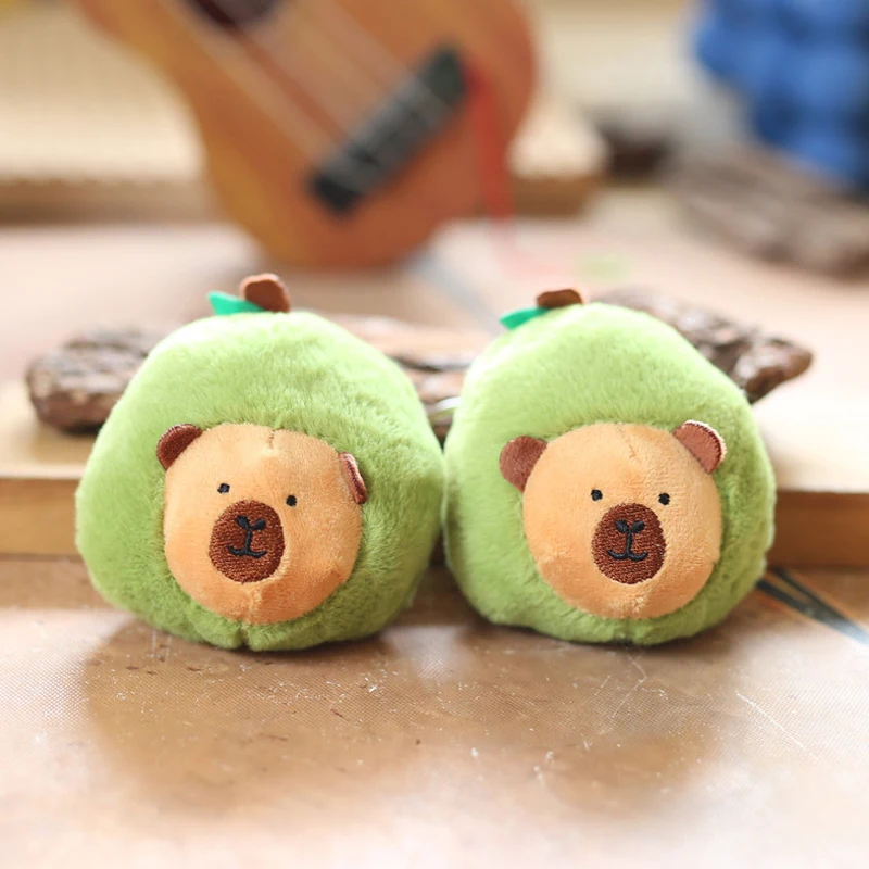 Cute Green Capybara Keychain AvocadoCapybara Children's Gift Dolphin Bala Bookbag Hanging Stuffed Animals Soft Car Pendant Kids