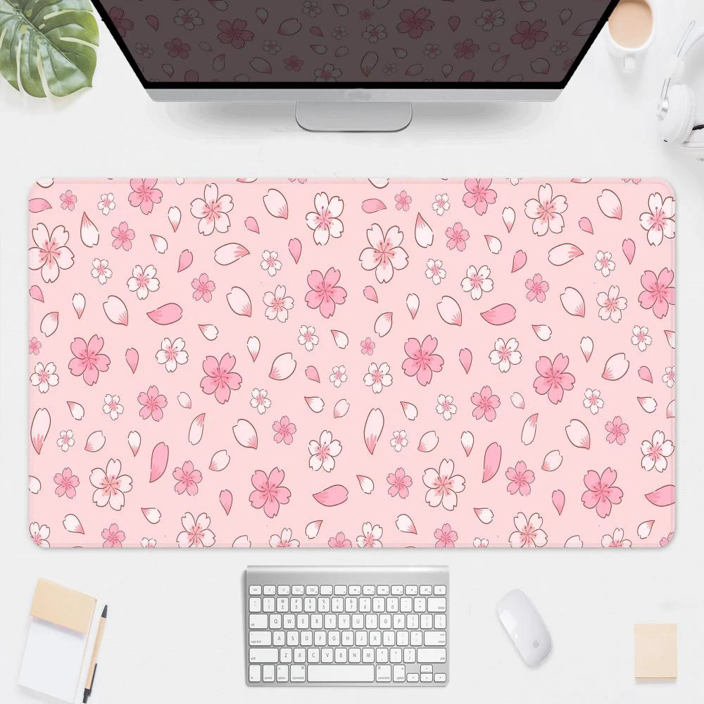 Sakura Japanese Style Desk Mat, Anime Desk Mat, Game Desk Mat, Forest Mouse Pad, Cherry Blossom Mouse Pad.