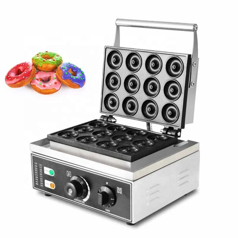High Quality Pastry Mini Donut Making Machine 1550W Commercial Electric 12 Holes Donut Waffle Machine