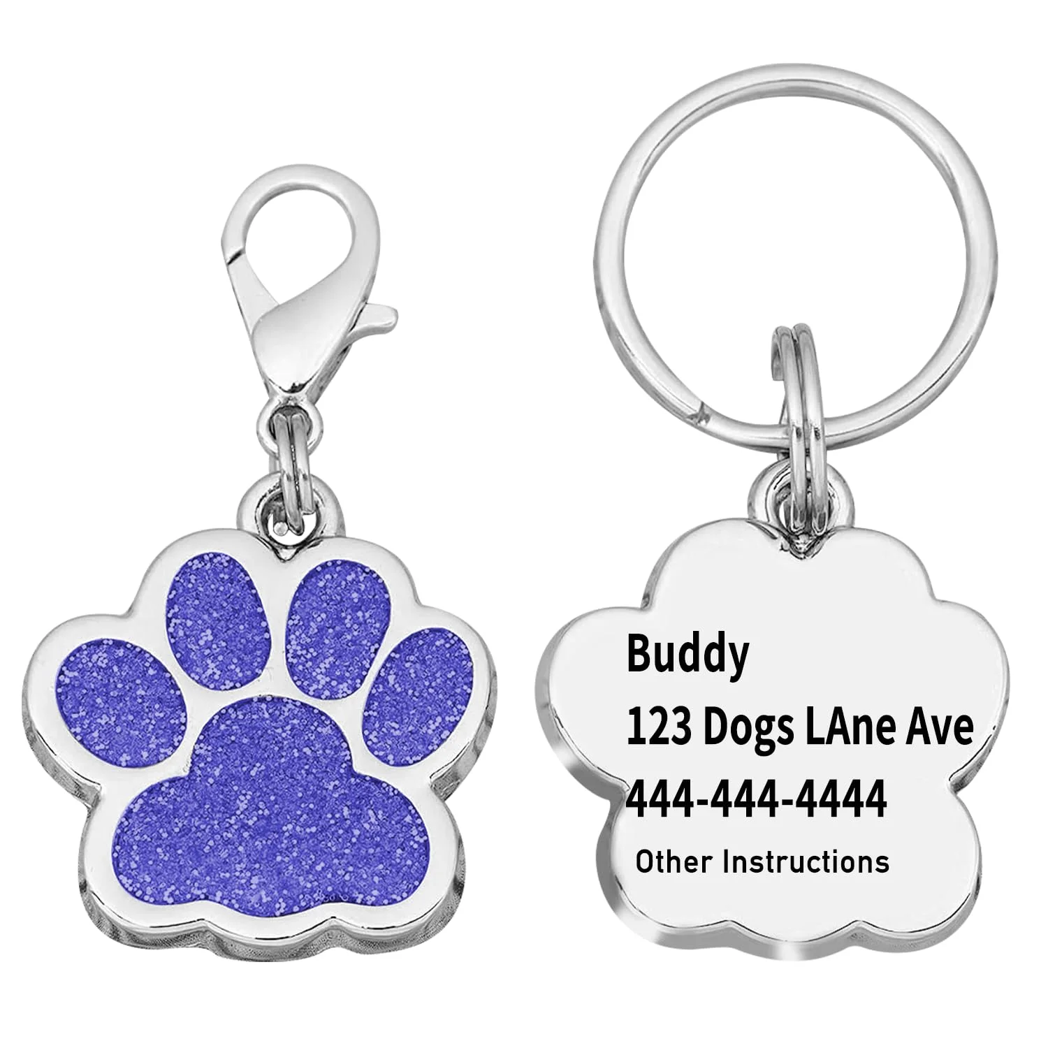 

Ruibeila Personalized Engraving Pet ID Tags, Custom Name Tag for Dog/Cat Paw Shape Customizable Name Address Phone Number on Bac