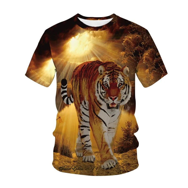 Funny Printing T-shirt Animal Tiger Cat 3D Printed Kids T Shirt  Fashion Casual Cartoons T-shirt Boys Girls Children\'s clothing