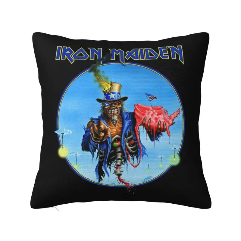 Custom Heavy Metal Maidens Skull Iron Cushion Cover 45x45cm Soft Luxury Throw Pillow