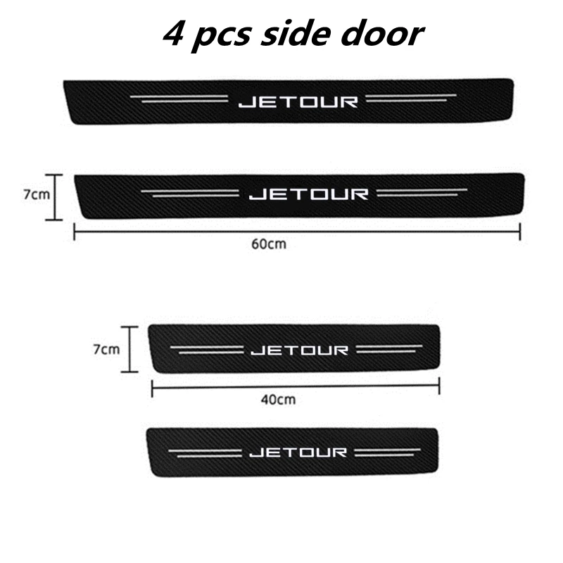 Fibra de carbono Car Door Sill Protector Adesivos, Acessórios Decalque, Fit para Chery Jetour X70, X70SM, X90, X95, DASHING I-DM, T2, T3c, Novo