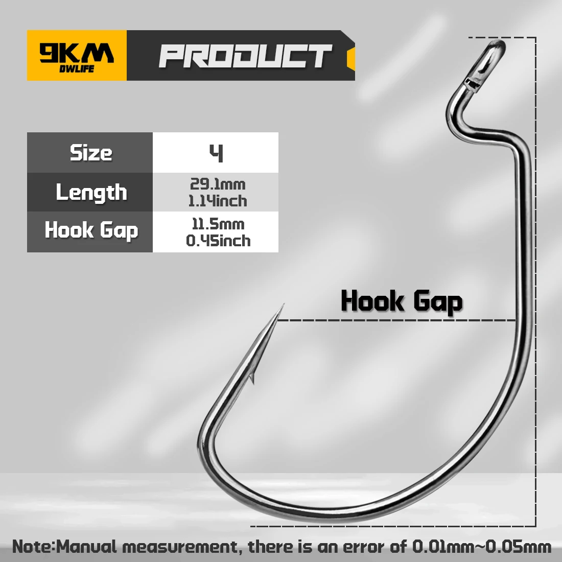9KM EWG Worm Hook 100 Stück Extra Wide Gap Haken Offset-Haken für Zander- und Barsch-Angeln Weichplastik-Köderhaken für Texas Rig Free Rig