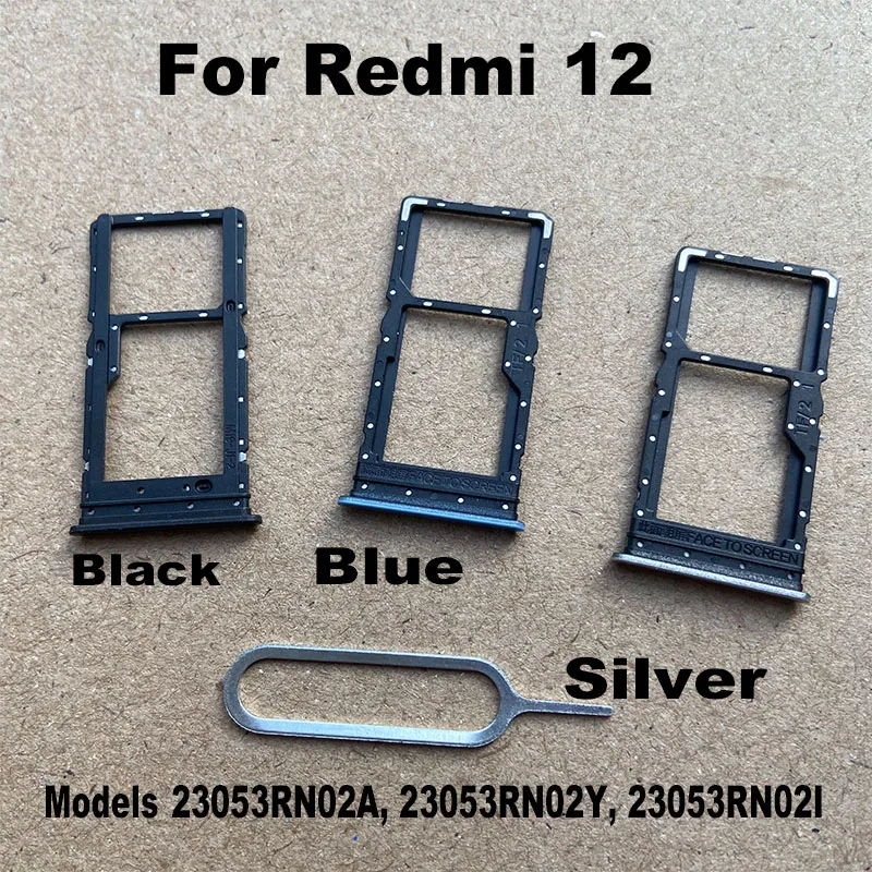 New For Xiaomi Redmi 12 Sim Card Tray Slot Holder Socket Adapter Connector Repair Parts Replacement 4G 5G