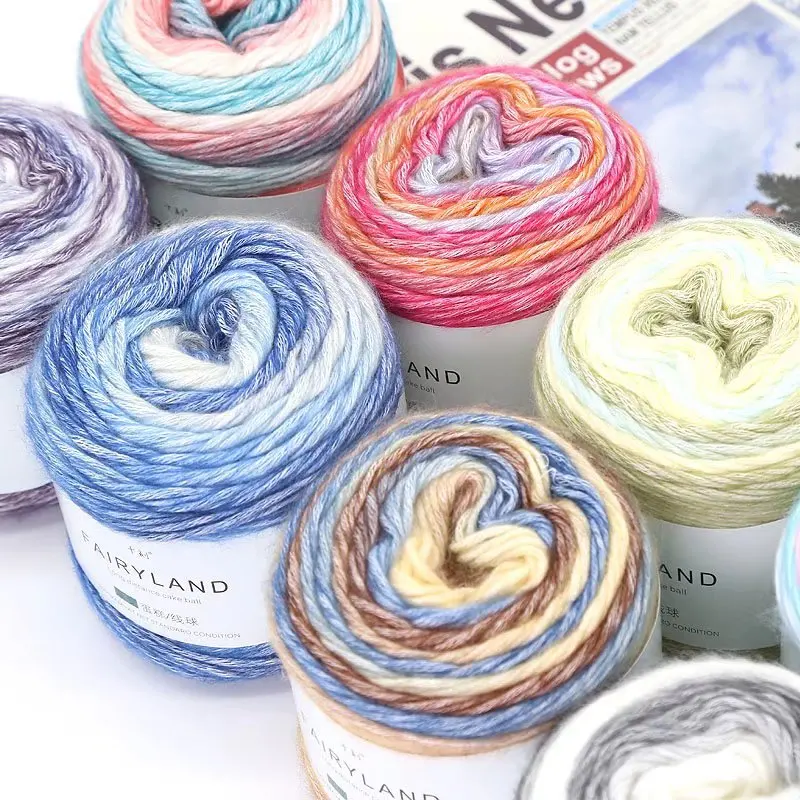 100g Gradient Cake Yarn Sweater Scarf Hat Hand Knitting Yarn Crochet Stick Needle Medium Fine Wool