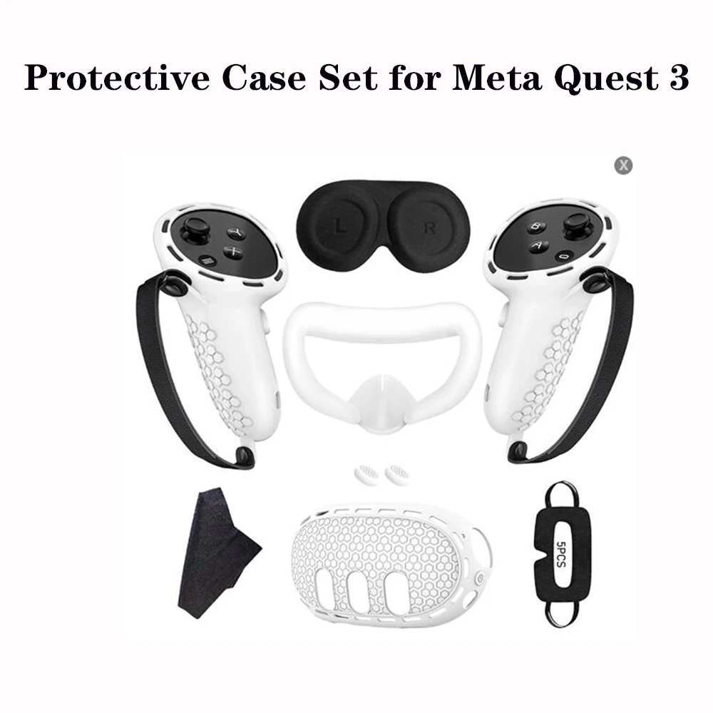 

For Meta Quest 3 Adjustable Carrying Case Silicone Protective Cover 7 Piece Set For Meta Quest3 Head Strap Accessories