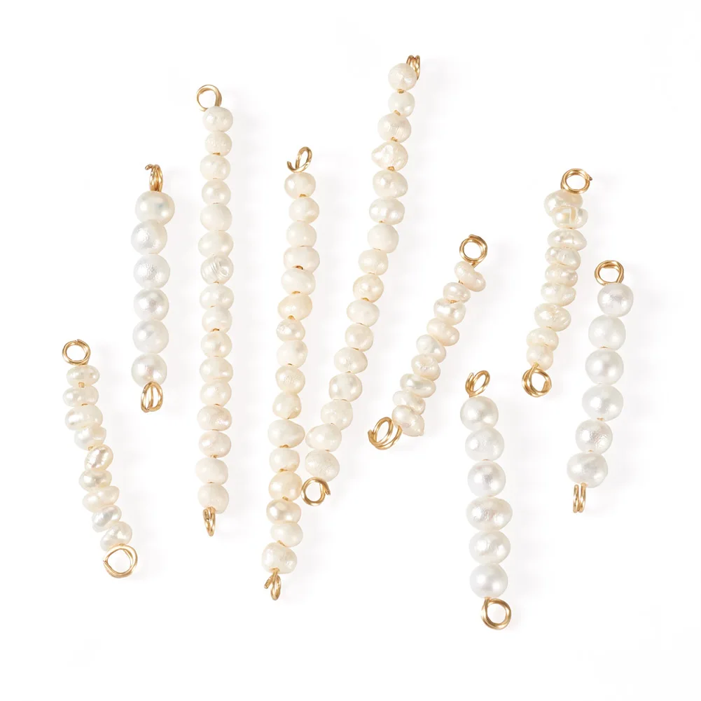 

9Pcs Potato Pearl Connector Charms with Metal Wire Double Loops Simple Romantic Embellish Links DIY Jewelry Making Accessories