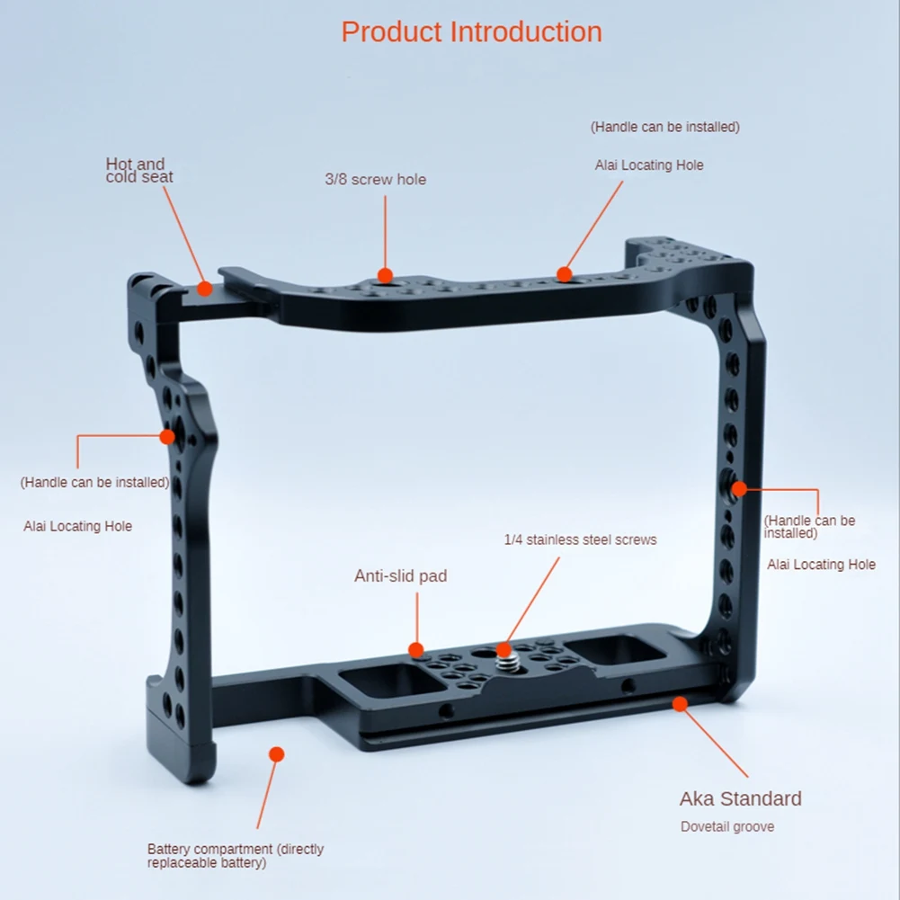 Camera Cage for Canon EOS R Feature with 1/4 3/8 Thread Holes for Magic Arm Microphone Fill Light Attachment