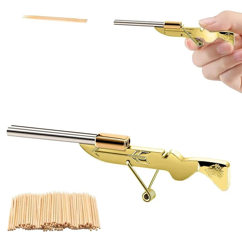 Mini Toothpick Gun Guntoy Toothpickgun Funny Hunting Shooting Toys Outdoor Decompression Weapontoy Hunting Guntoys Toys Gifts