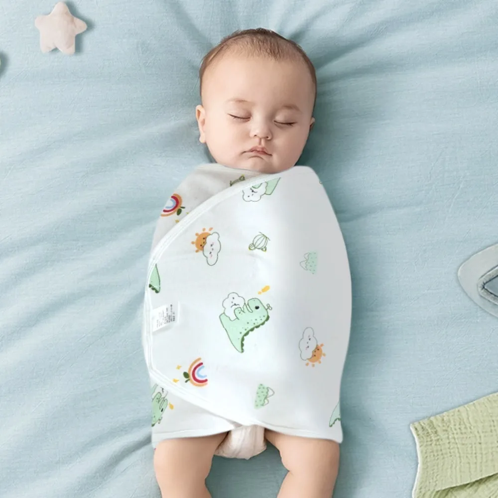Comfortable Anti-startle Sleeping Bag Cotton Single Layer Swaddle Blanket Cartoon Newborn Wrap