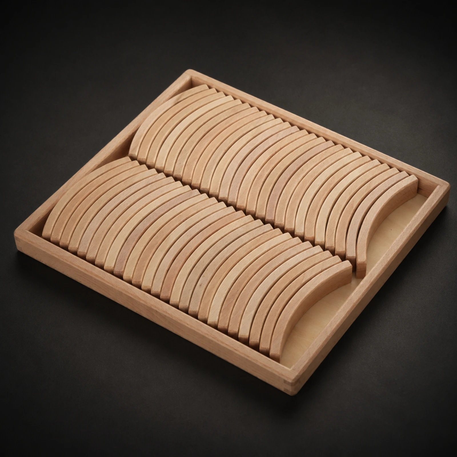 50 Pieces Curved Wooden Building Planks Stackable Wooden Building Planks with Storage Box Screenwithout-Screen Play Eco-Friendly