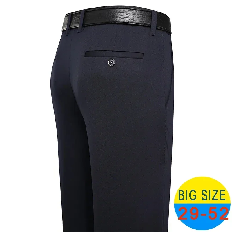 Pantalones informales de primavera y verano para hombre, pantalones de traje elásticos, pantalones formales de negocios de talla grande 46 48,