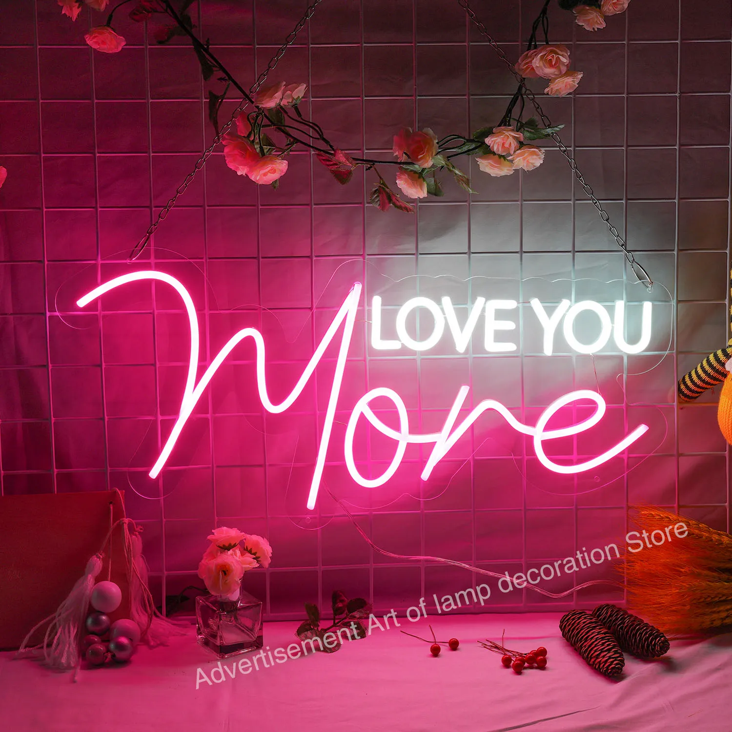 

Love You More Neon Letter Sign Light Custom Neon Sign Visual Artwork Wedding Pink Bedroom Party Club Wall Decoration Neon Sign