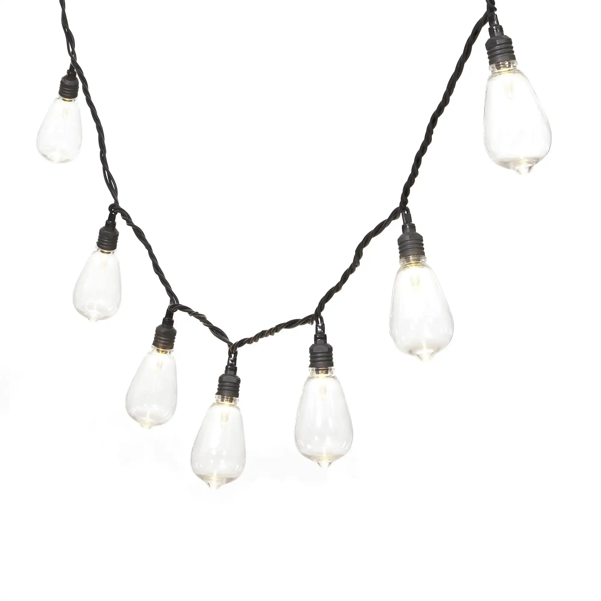 Lampu Kafe Luar Ruangan 30LED Tahan Air, Bohlam Edison Putih Hangat dengan Kabel Hitam untuk Taman Teras