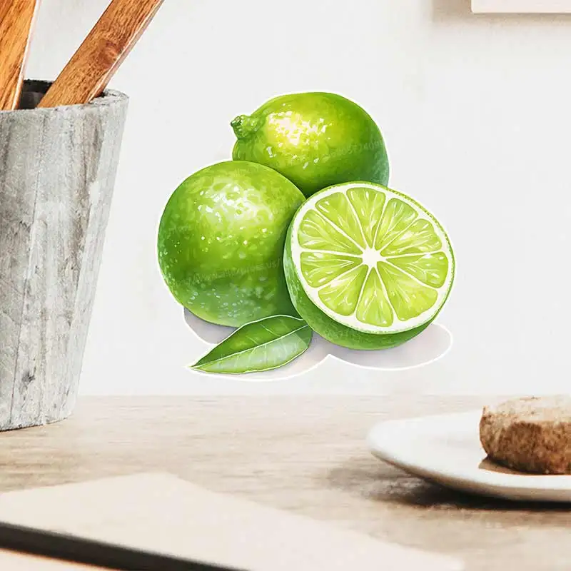 Watercolor Green Lemon Wall Stickers Kitchen Decoration Dining Room Living Room Refrigerator Home Decoration Decals M1505