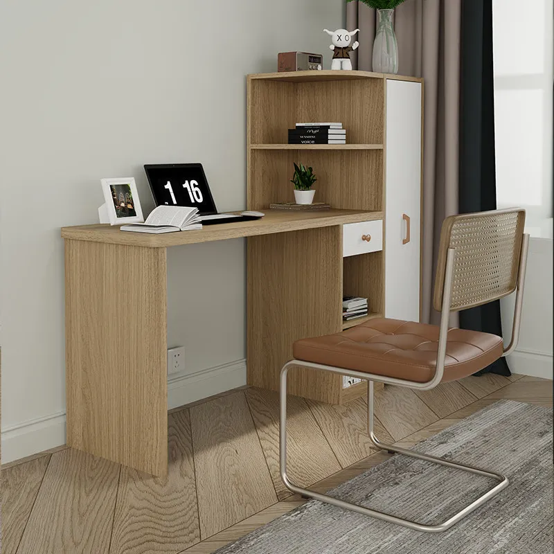 

Desk Student household solid wood bookshelf integrated table corner