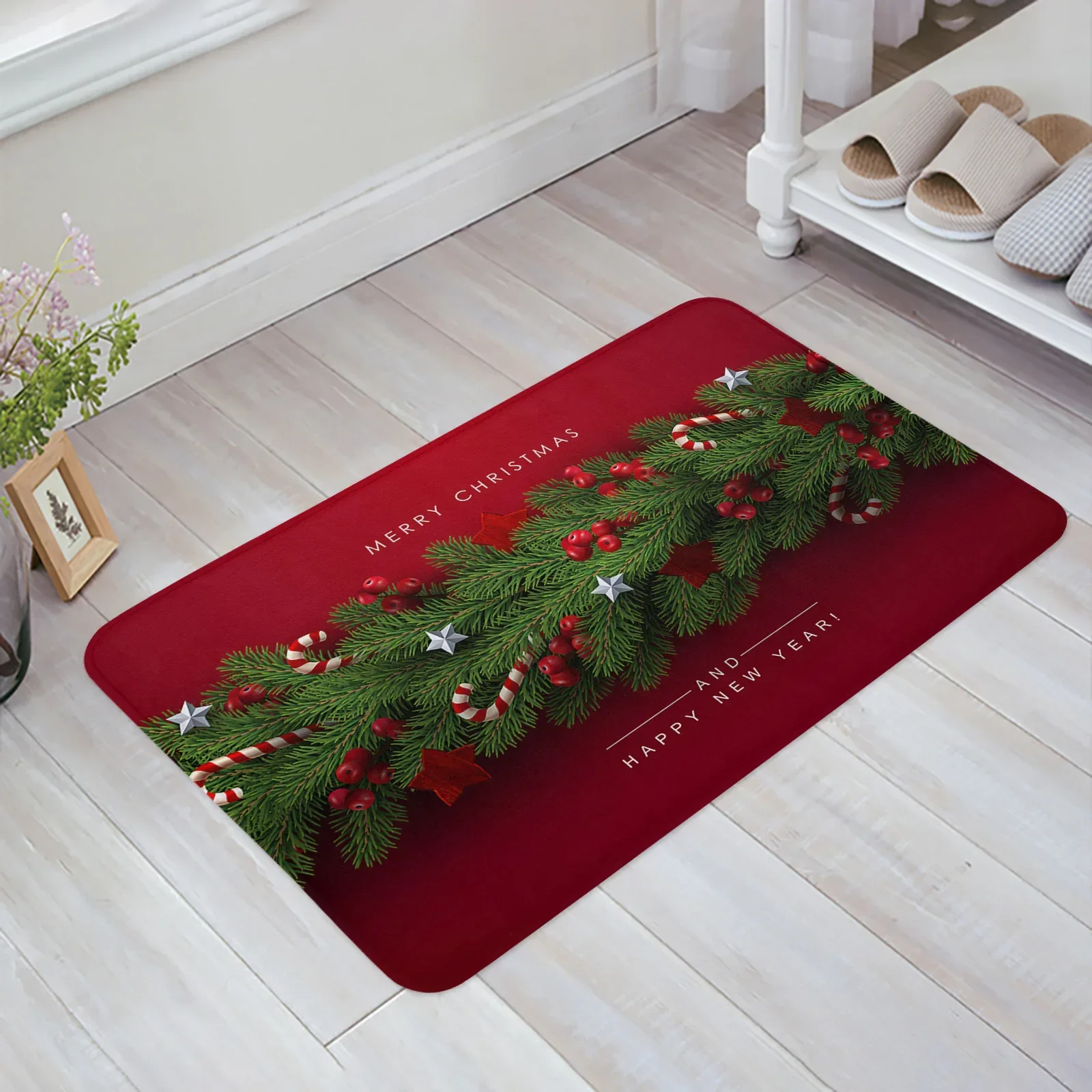 Christmas Tree Pine Needles Candy Bow Doormat Home Decoration Carpet Navidad Ornament New Year Gifts Xmas Party Decor Rug Mat