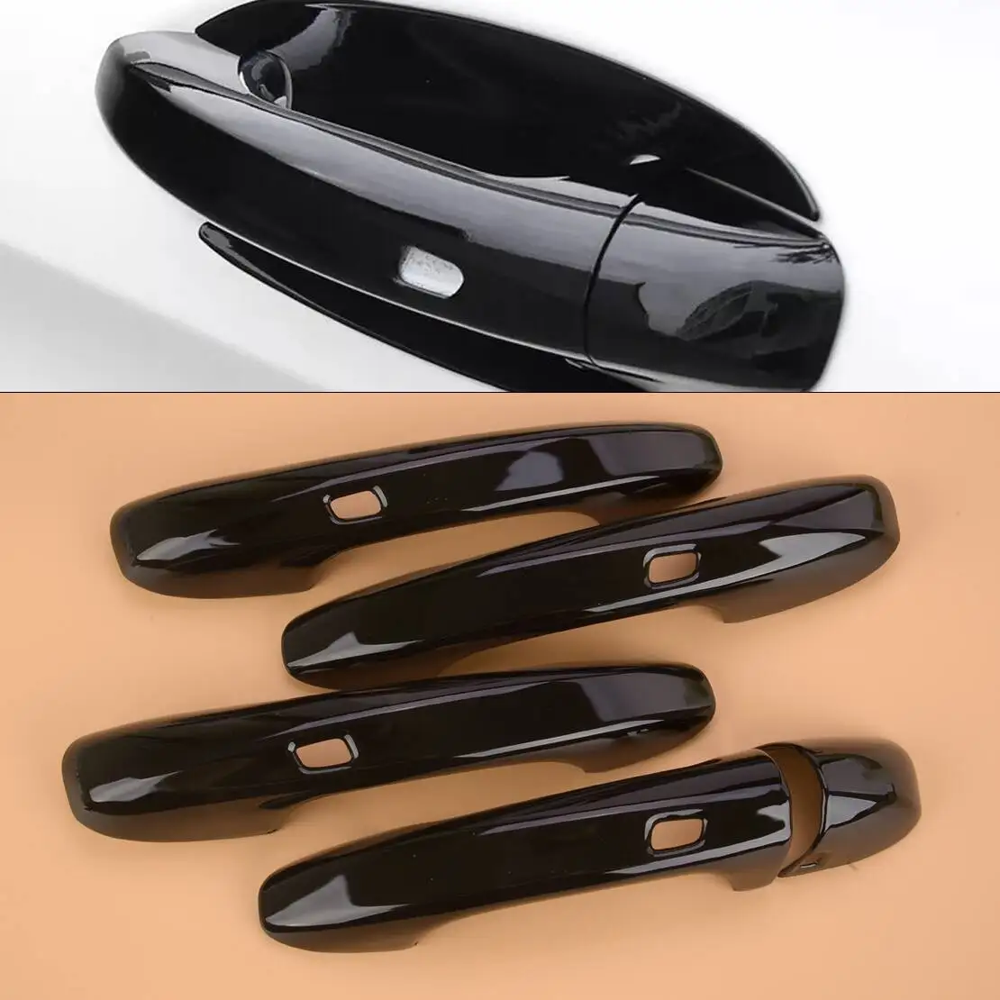 

Glossy Black Car Exterior Side Door Handle Cover Trim Bezel Cap Plastic fit for Mercedes Benz GLE C292 GLC X253 EQC N293 LHD