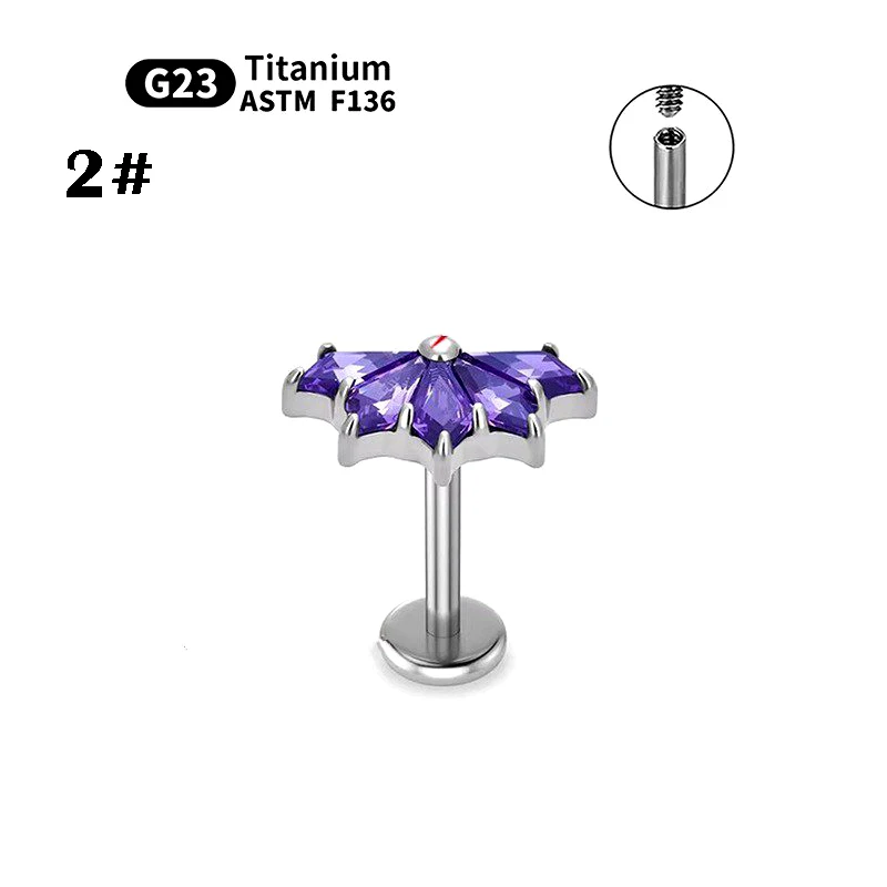 سبائك التيتانيوم ورقة القرط ثقب المجوهرات #4