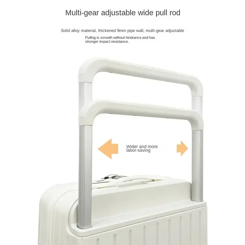 Multifuncional Frente Abrir e Ampla Handle Travel Bag, Rolando Bagagem Trolley, Carregamento USB, Embarque Senha Mala, 20, 26