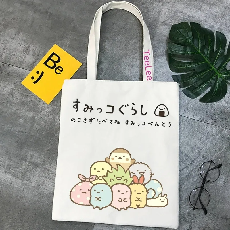 Women Shoulder Tote Bags Sumikko Gurashi Harajuku Anime Female Handbag Large Capacity Shopping Bag Canvas Girl Handbags Reusable